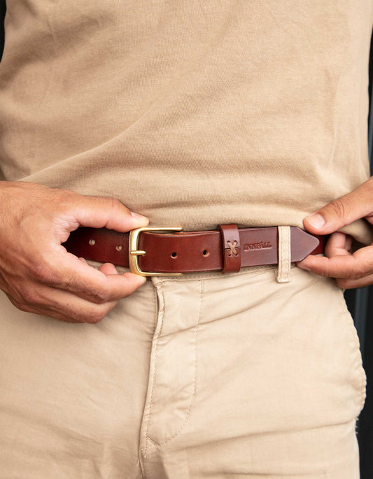 TEXAS - Cinturón Cognac 3cm / Golden