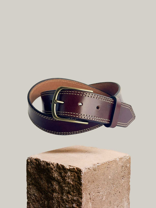 TEXAS - Belt Cognac 4cm / Golden