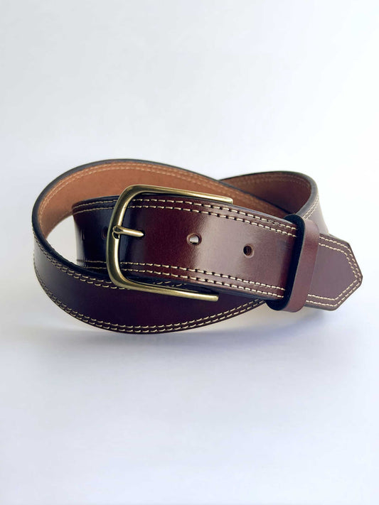 TEXAS - Belt Cognac 4cm / Golden